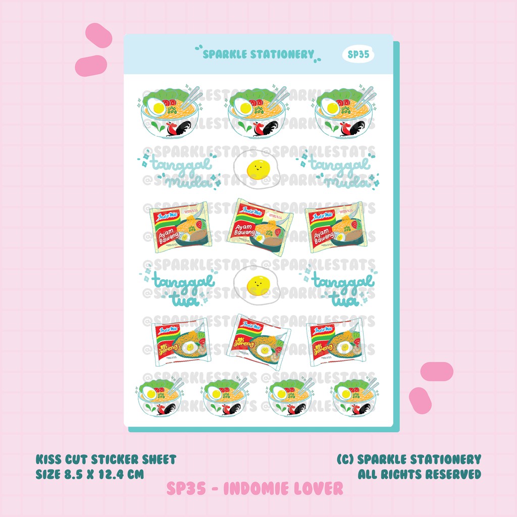 

SP35 Indomie Lover | Sparkle Stationery Planner Sticker Kiss Cut Bullet Journal Deco Sticker