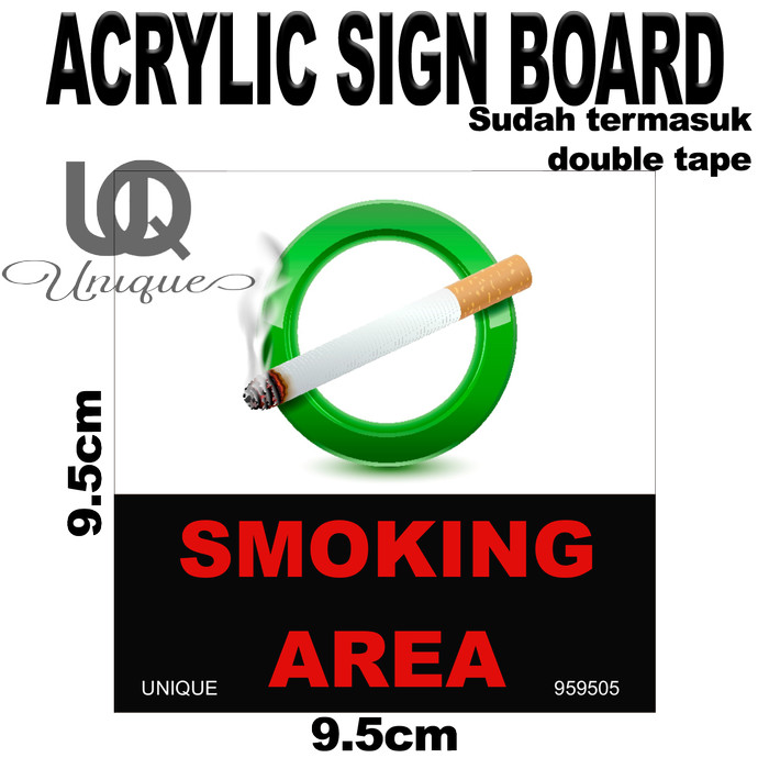 Area Merokok Akrilik Sign Board / Label Tanda Smoking Area Acrylic