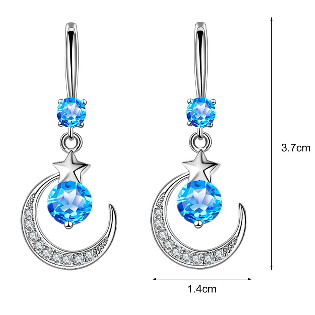 Hu Hu Hu Hu Hu Alat Bantu Pasang Kacamata♡ 1 Pasang Anting Gantung Bentuk Bulan Sabit Bahan Tembaga Aksen Berlian Imitasi Untuk Wanita