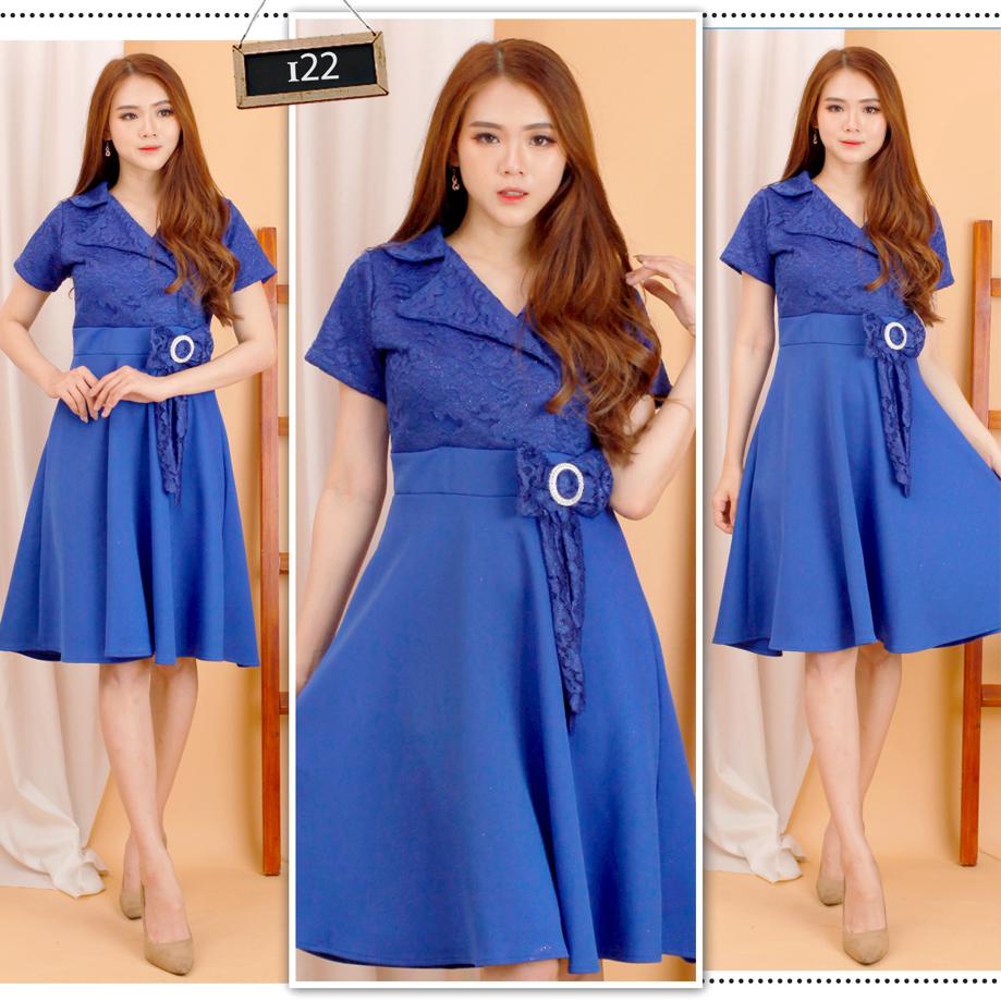 Kathryn collection, 122 # Dres rok mekar ribbon scuba import premium kombinasi brukat gliter khusus