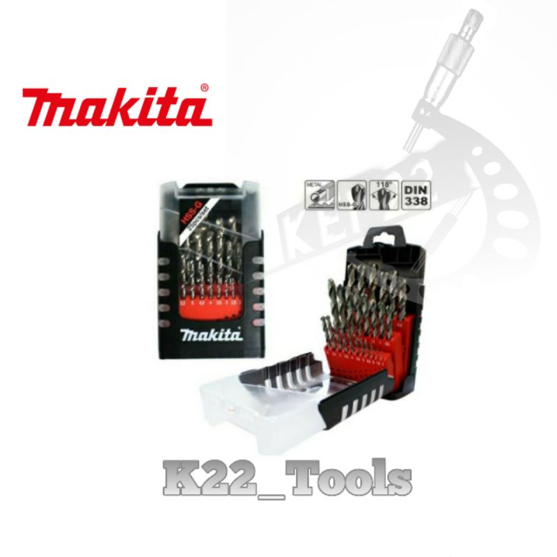 MATA BOR BESI HSS-G 25 PCS MAKITA D-50457 / MAKITA D-50457 DRILL BITS METAL 1-13 MM