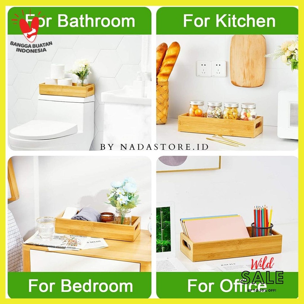 Mini wood crates kotak kayu , Wooden Tray with Handles, Toilet Tissue Holder Organizer Box CODE W005