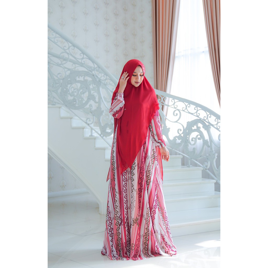 Ulya Hijab Gamis Syari Baju Muslim Wanita Maroon