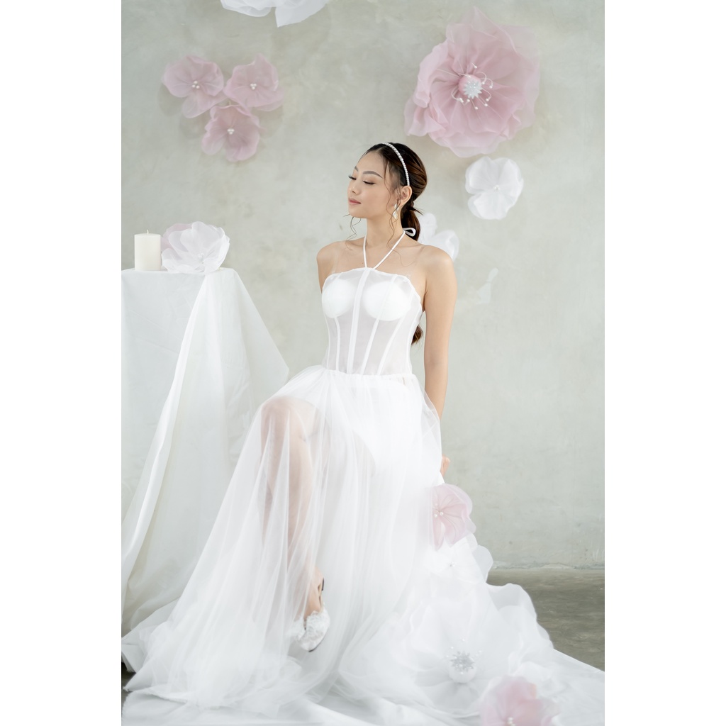 Faye Transparant Corset Dress - FAE Collection-Prewedding Gown Robe Bride Kimono Pengantin Photoshoot Attire Wedding Robe