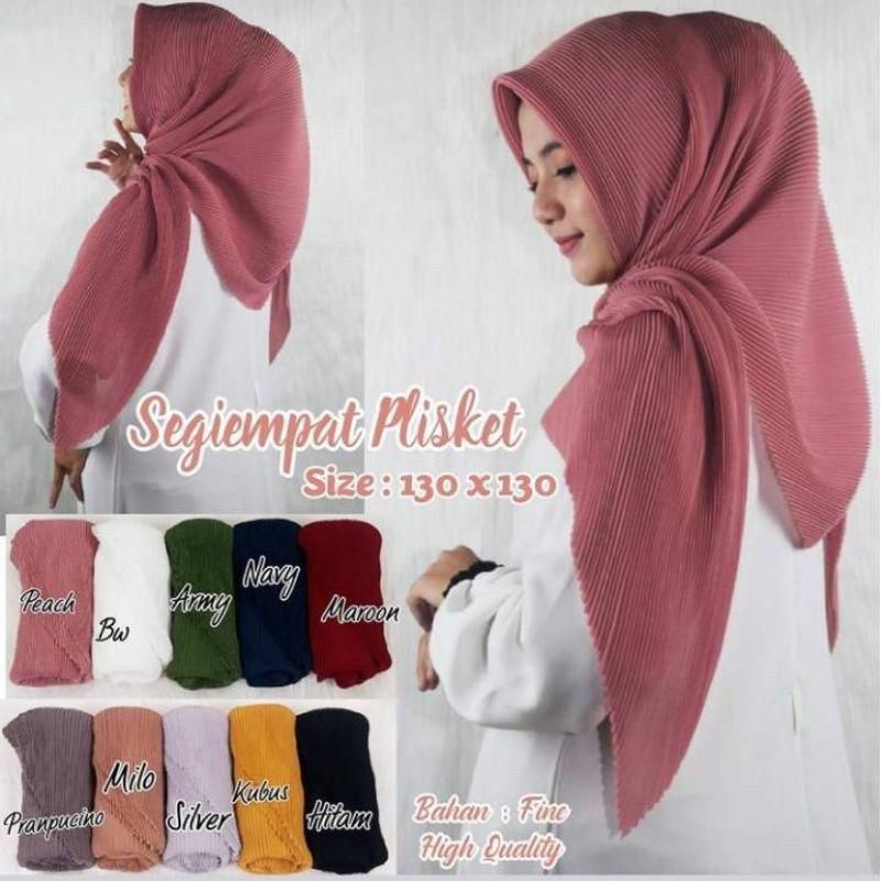 HIJAB SEGIEMPAT PLISKET JUMBO 130x130 TERLARIS