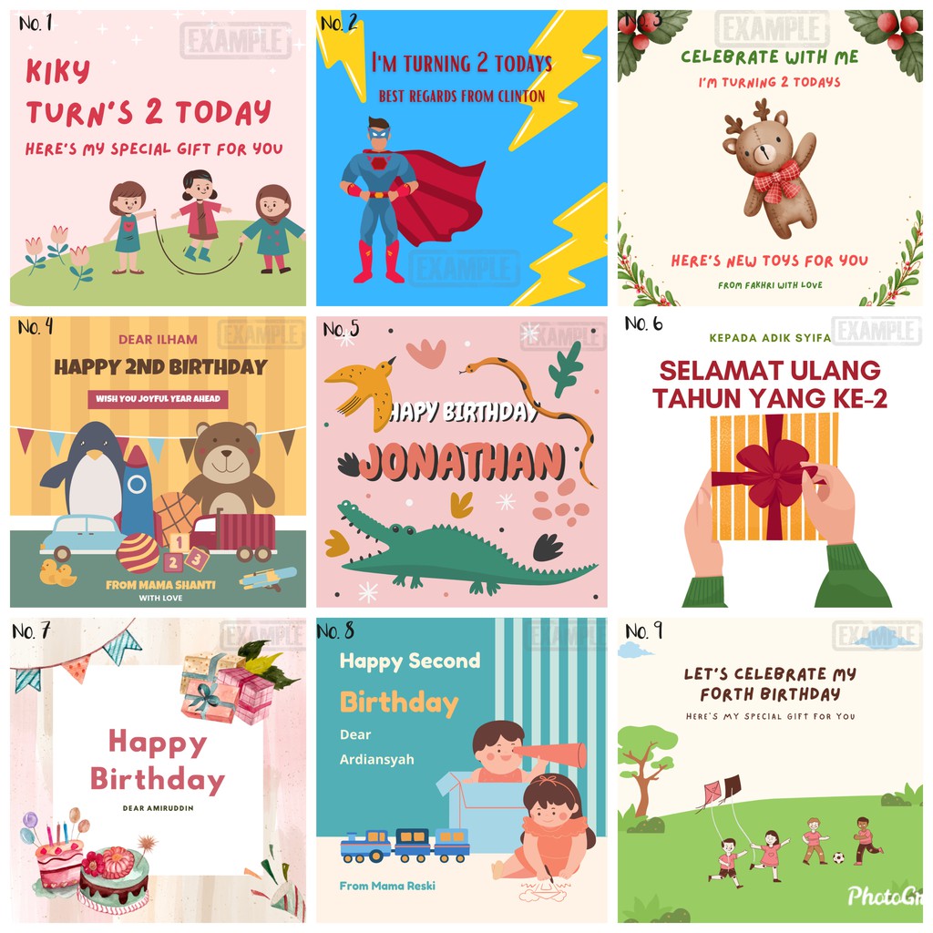 

Kartu Ucapan Ulang Tahun / Birthday Card Ukuran 10x10cm Print Kertas HVS Per PCS