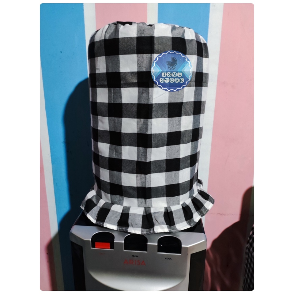 SARUNG Cover GALON DUDUK dan ATAS 2 in 1 Multifungsi Motif Kotak-Kotak Gingham Estetik Kekinian Gaya Korea