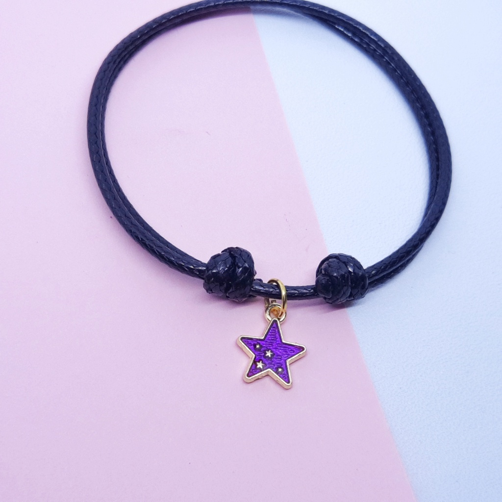 Gelang Couple Magnet Pasangan Bestie Sahabat Pacar Korea Bulan Bintang Hitam Murah-Bintang Ungu (1pcs)