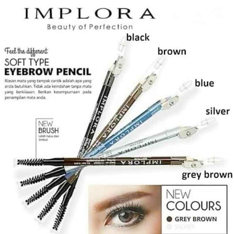 IMPLORA Pensil Alis 2in1 Eyebrow Softbrow Pensil Alis Implora Brown Black Pencil Alis BPOM