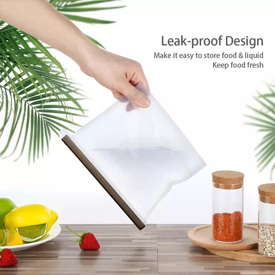 Reusable Ziplock Silikon Bag 1000ml / Kantong Silikon Tempat Makanan