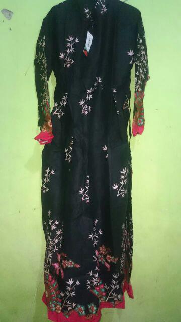 Baju Batik Couple Keluarga Gamis Jumbo Murah Pasangan Modern Muslim | Klyn 009 Cg Kipas Hitam