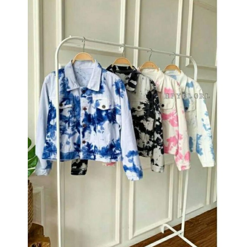 JAKET TIE DYE JAKET CROP TIE DYE