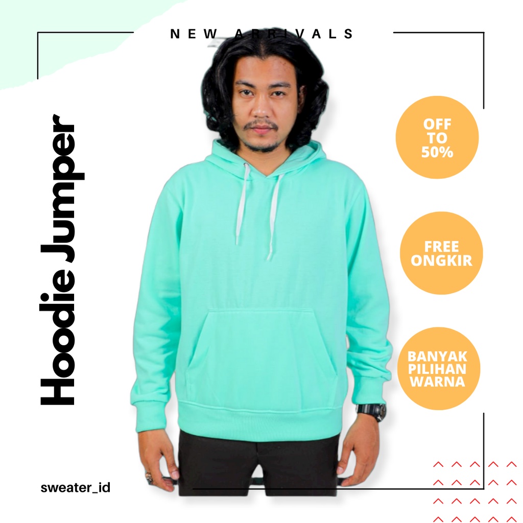 SWEATER_ID Hoodie Jumper Hijau Tosca Polos Unisex