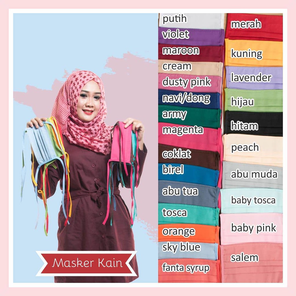 [HUSNA HIJAB] Masker Kain Polos Ecer / Masker Kain Hijab