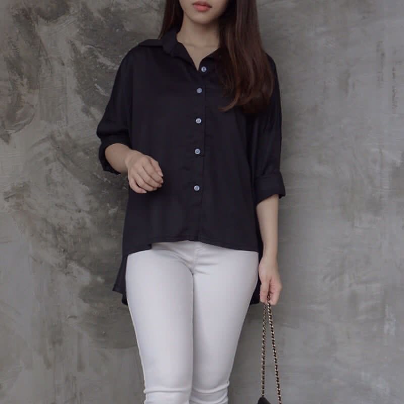 Basic ID Fashion -COD kemeja blouse aeri polos onesize