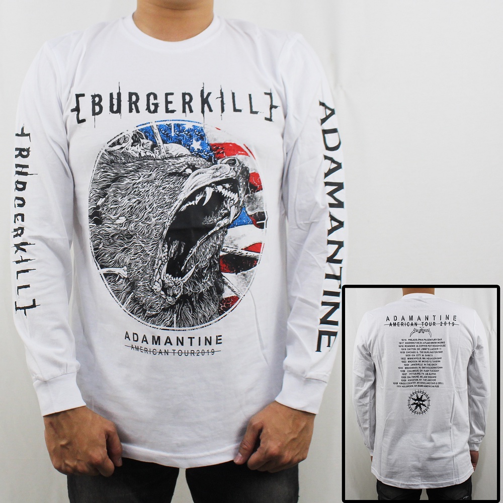 BAJU MUSIK BURGERKILL PUTIH LENGAN PANJANG 02 SIZE L XL XXL  - BAJU LENGAN PANJANG - LONGSLEEVE PRIA