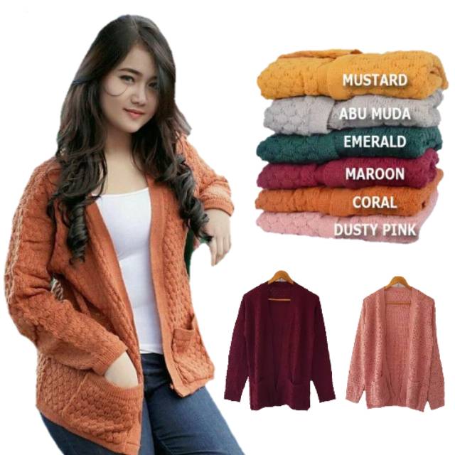 cardigan popcorn shopee