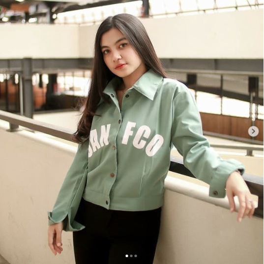 Sanfco Jaket Modis Kancing Depan Berkerah Aplikasi Bordir (Ukuran L) - Jaket Terbaru - Jaket Bomber - Jaket Wanita (COD)-Tosca