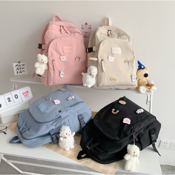 Tas Sekolah Siswa Baru Wanita Versi Korea SMA Jepang Ransel Kampus Rekreasi Kapasitas Besar Ransel L