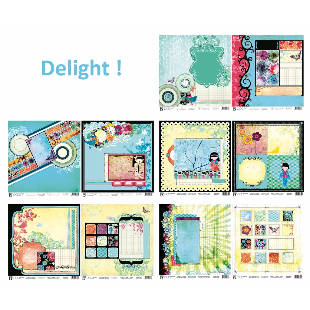 

12x12 Paket Kertas Scrapbooking "Delight" (5 lembar)