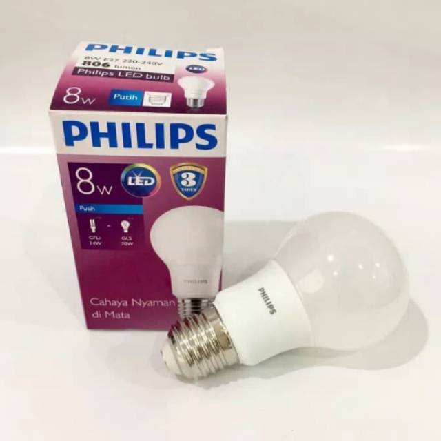 Philips Lampu LED Bulb Cool Day Light 8Watt Bohlam Philips 8 watt Led Bulb