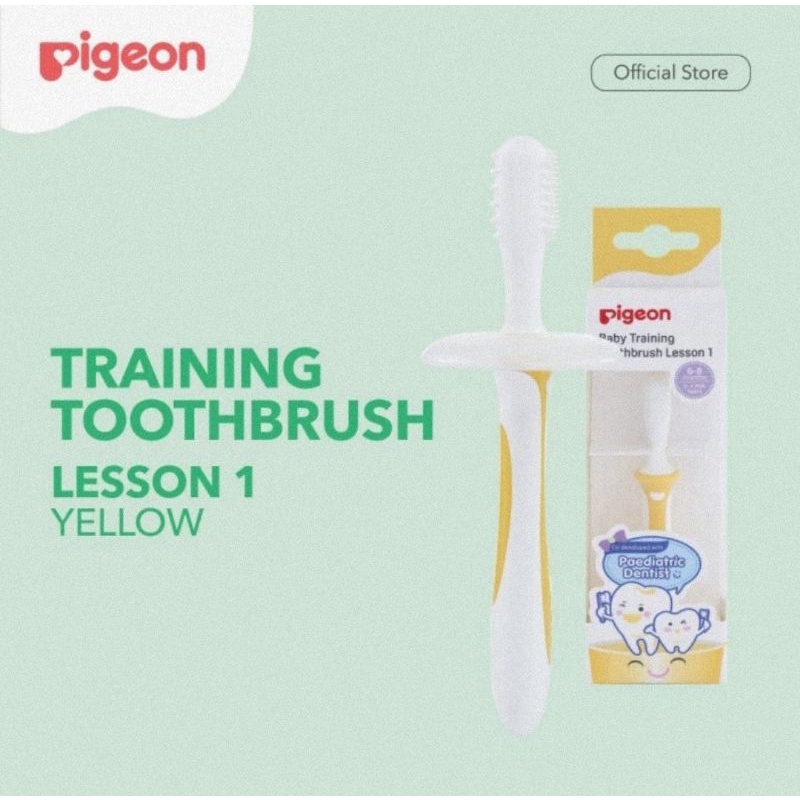 Pigeon Training Toothbrush Lesson 1 (Usia 6-8 Bulan) - Sikat Gigi Bayi &amp; Anak