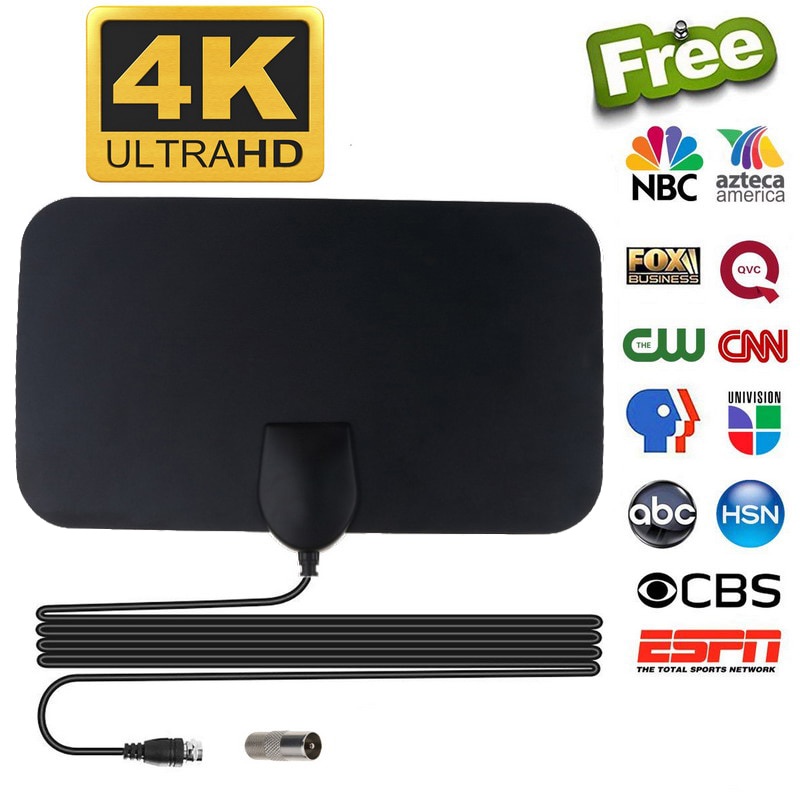 Antena TV Digital DVB-T2 4K High Gain 25dB ukuran 21 x 12 cm Panjang kabel: 3 meter - hitam -RM286