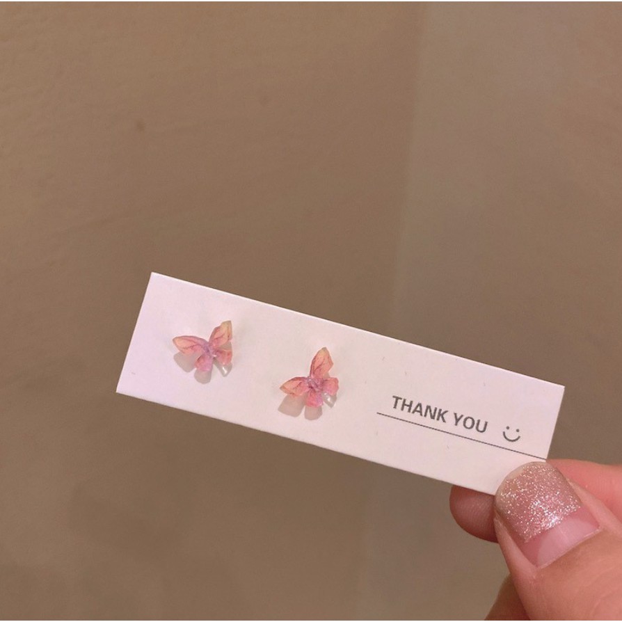 Anting Wanita Korea Colorful Kupu-kupu Kecil/ Korean Colorful Mini Butterfly Earrings-Purple Pink