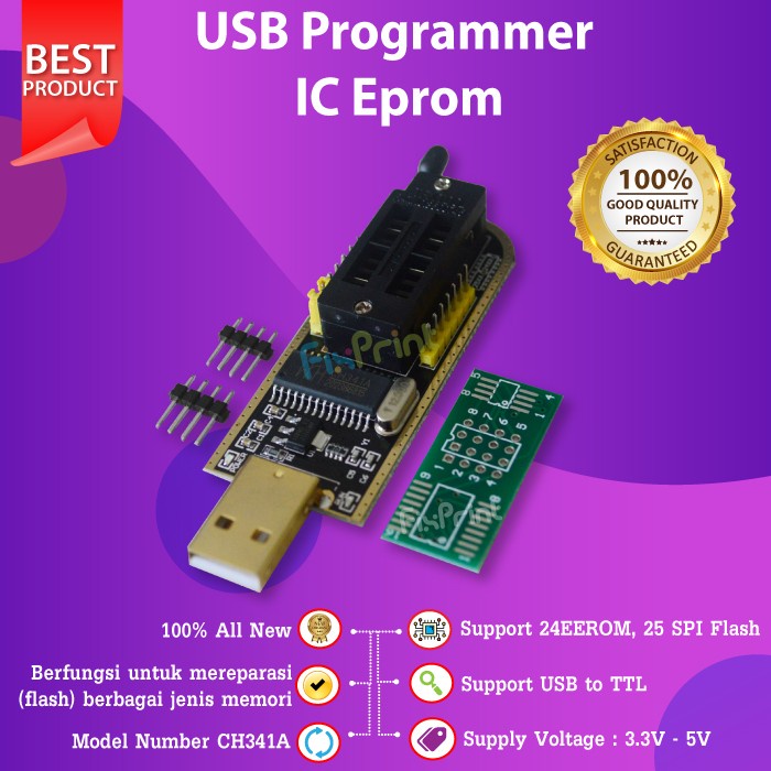 USB Programmer IC Eprom CH341A Module Flash BIOS Eeprom 24 25 Series Alat Program IC Eprom BIOS