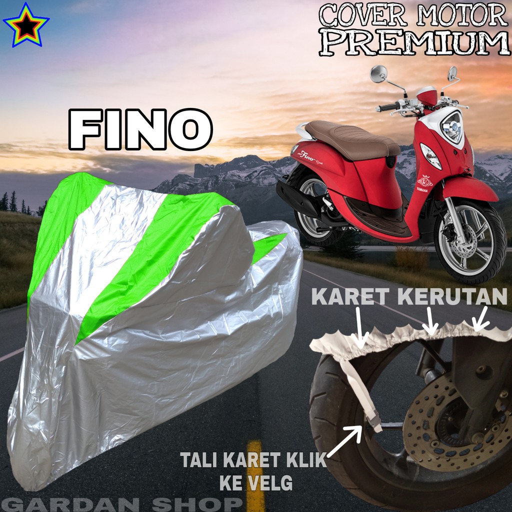 Sarung Motor FINO Silver Hijau Body Cover Penutup Pelindung Motor Fino PREMIUM