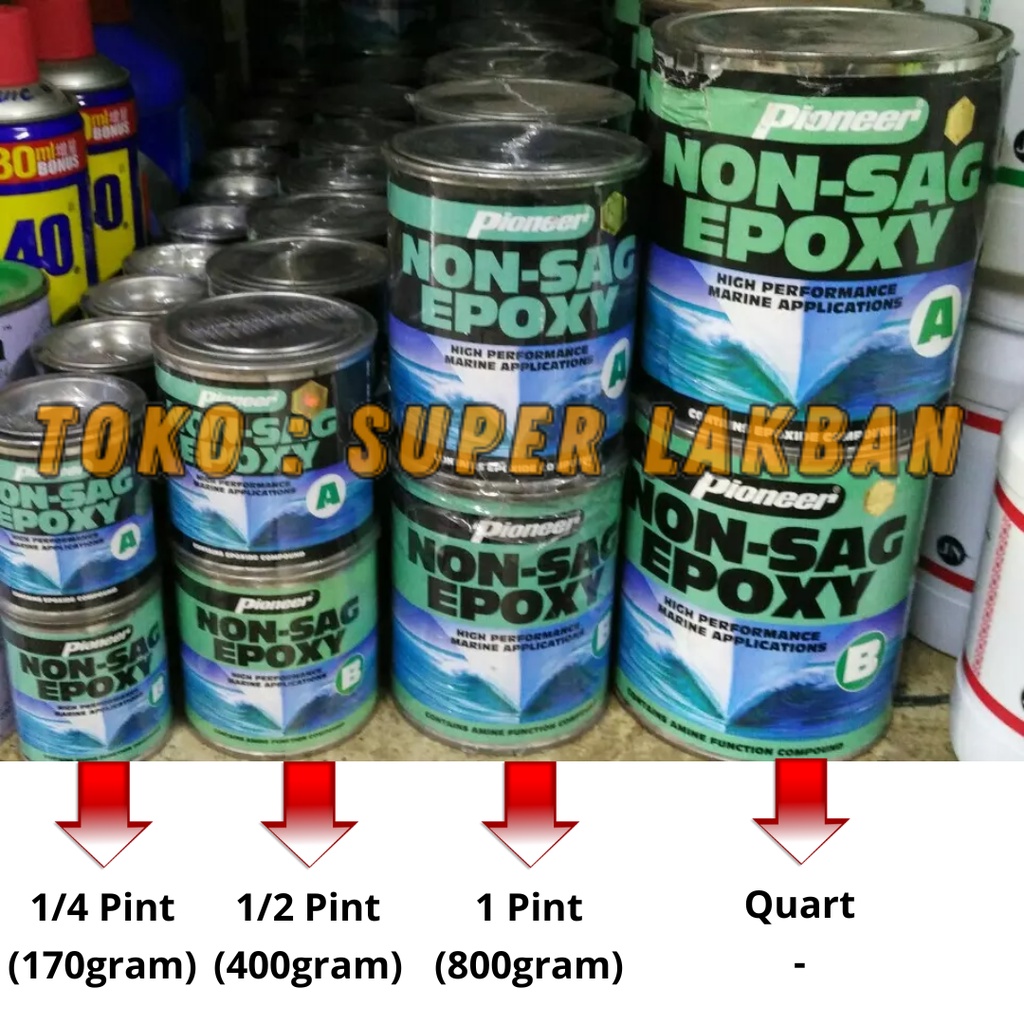 Lem Epoxy Pioneer Non Sag Marine Epoxy 170gr Dempul Kapal Anti Bocor