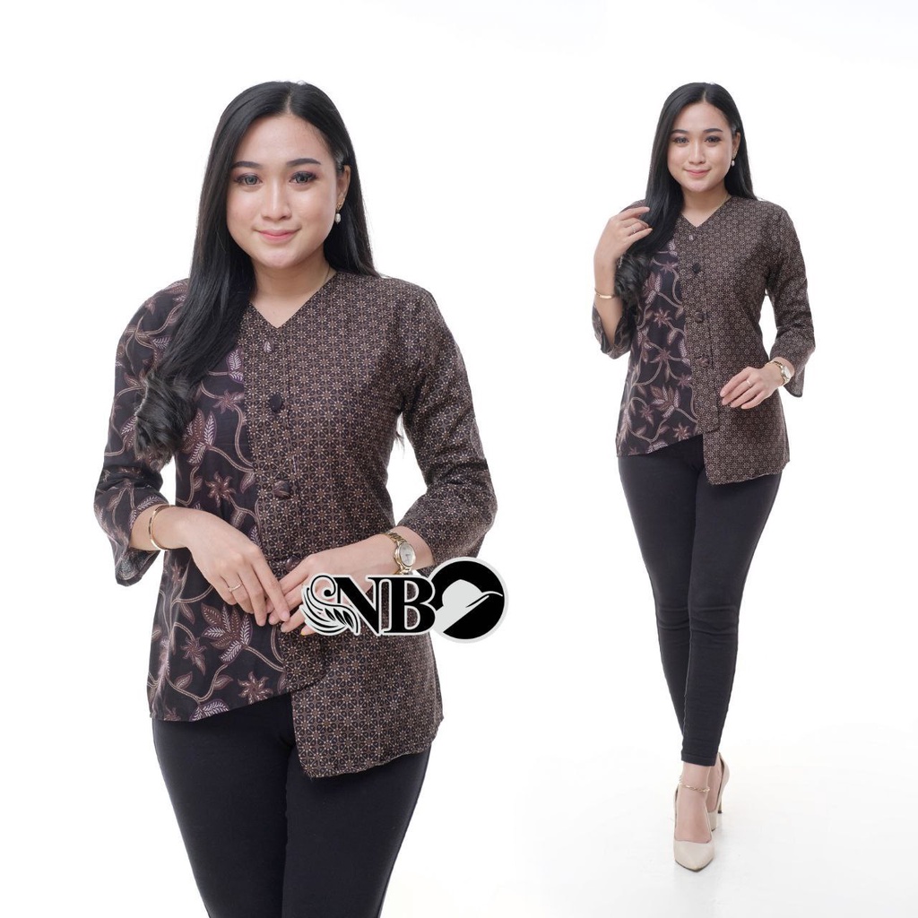 Atasan Batik Wanita blouse blous blus ukuran M L XL XXL 3L 4L 5L 6L-Godong lengguk