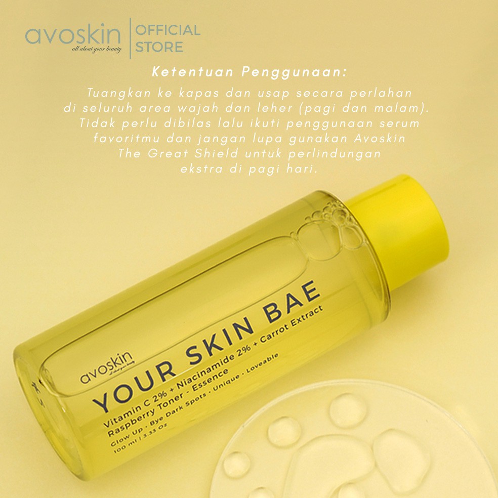 Avoskin Your Skin Bae Toner Vitamin C 2% + Niacinamide 2% + Carrot Extract + Raspberry Sachi Beaute