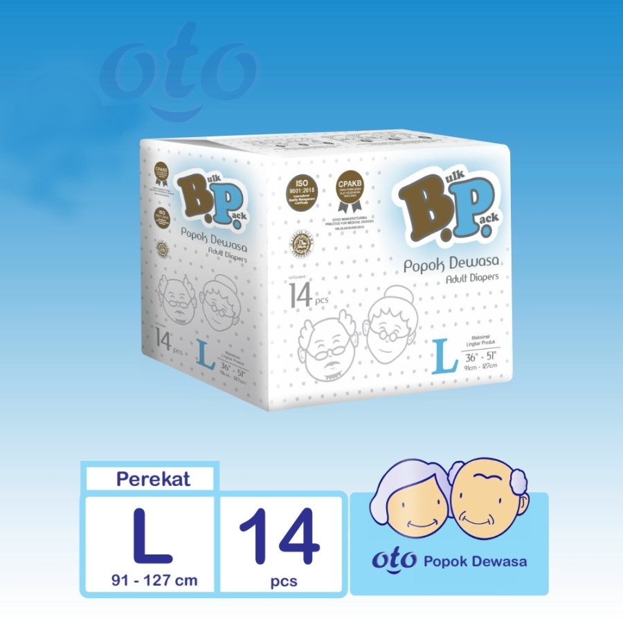 POPOK DEWASA BP BULK PACK REKAT SIZE L ISI 14 ADULT DIAPERS PROMO MURAH