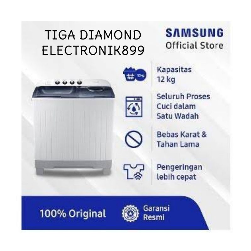 MESIN CUCI SAMSUNG WT12J4200MB WT12 MESIN CUCI 2 TABUNG 12KG