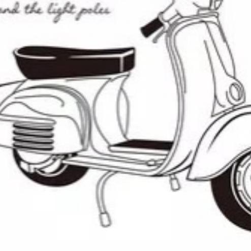 ✭ Stiker Dinding Wallpaper 60x90cm Motif Karakter Motor Vespa Hitam Putih Retro Dekorasi Ruang Kamar