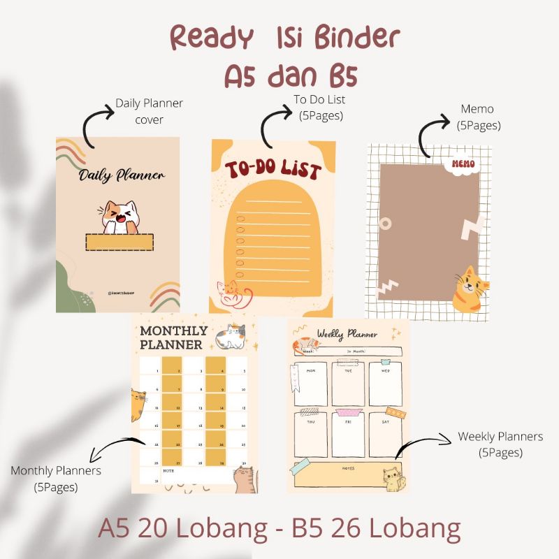 

Paket Kertas Daily Planner ukuran A5 isi 20 Lembar/paket