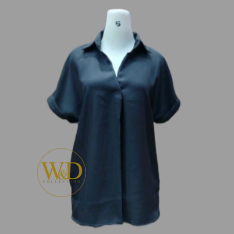 Blouse wanita polos lengan pendek Shakila Twill