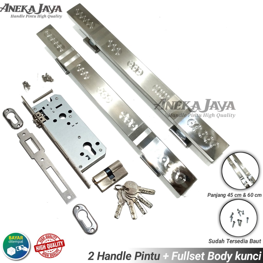 Satu 1 set Handle kunci Pintu rumah 45 cm &amp; 60 cm / Tarikan Pintu rumah / gagang pintu rumah murah