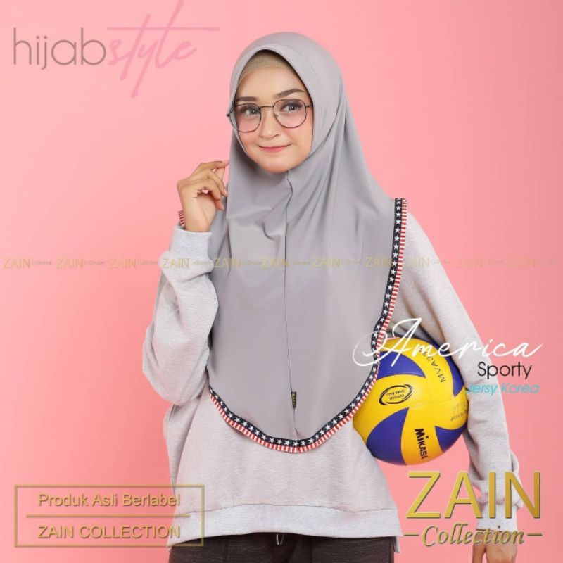 (Bisa Cod) Bergo Sporty America Original Zain Jersey Super 100% Real pic Hijab sporty olahraga-4