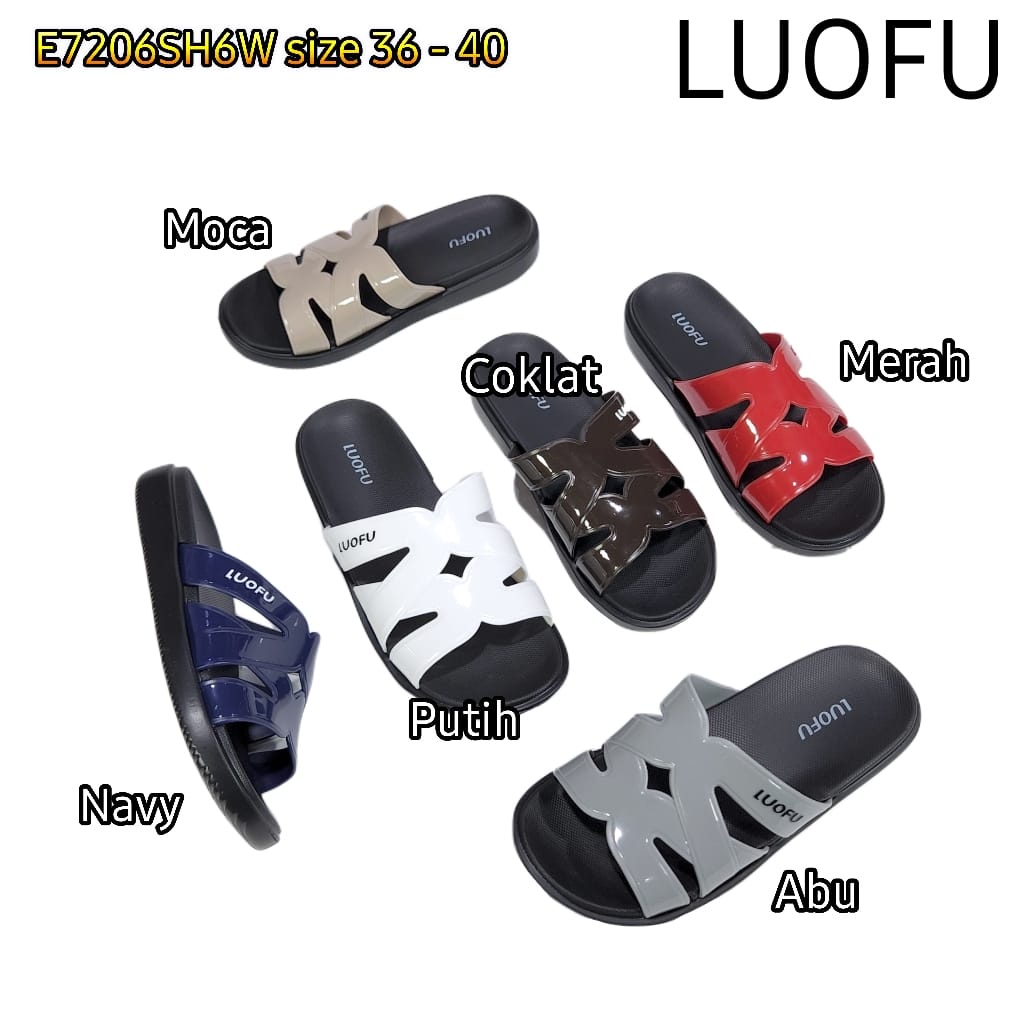 jelly sandal slop wanita luofu sendal karet selop import cewek E7206SH6W