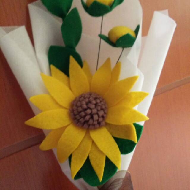 Hanami Sunflower Bouquet Buket Bunga Matahari Bahan Kain Felt Kain Flanel Shopee Indonesia