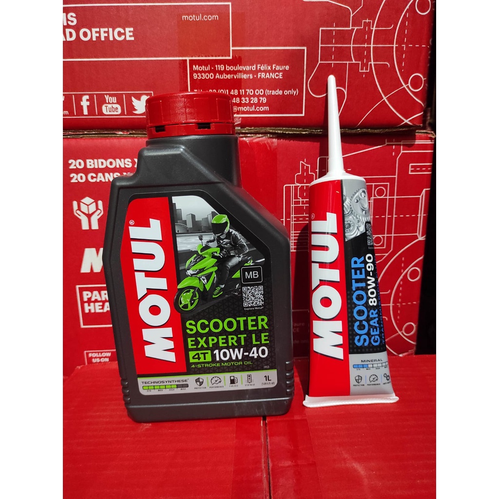 paket isi 2 Motul expert scooter 1000 ml + oli gear 120 ml 100% ORIGINAL