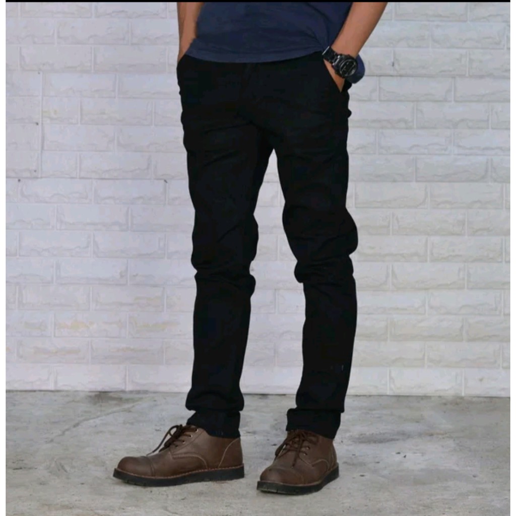 CelanaPanjang Skinny Chino Pria Formal Casual Slimfit Stylish Cream Mocca Hitam Abu-abu Coklat cino