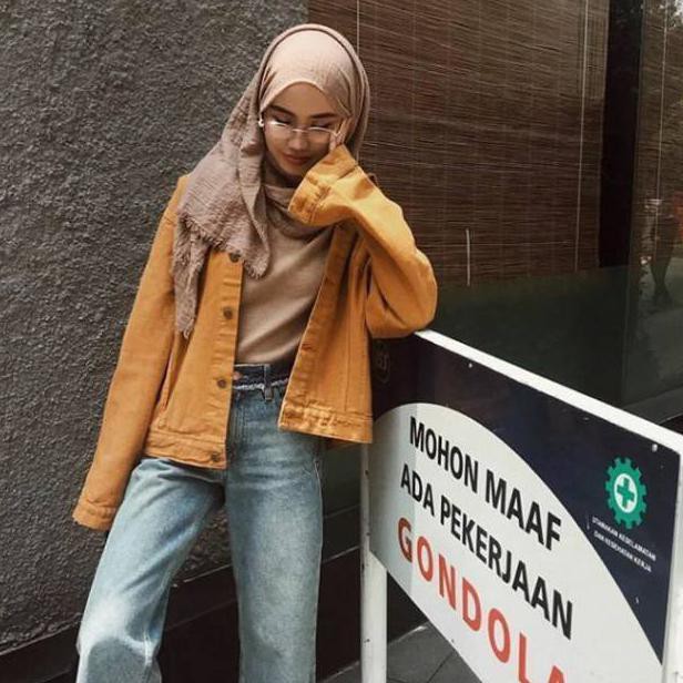 Oversize jaket jeans mustard / oversized kuning