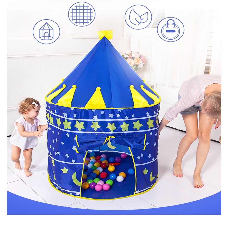 Tenda bermain anak rumah rumahan tempat bermain anak TK dan balita ROXPORT Tenda Bermain Anak Model Castle Kids Portable Tent - KL9999 Foldable Children's tent Portable Wigwam Kids Tent Ball Pool Tipi Tent For Kids Folding Castle Play House Outdoor Boys