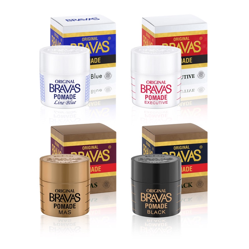 BRAVAS Pomade Brilliantine Minyak Rambut Line Blue Executive / Mas / Black 80g Brasov (KIM)