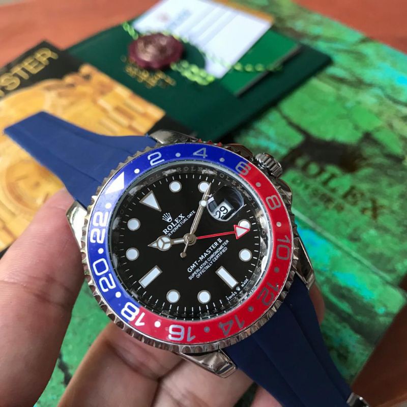 JAM TANGAN ANALOG PRIA ROLEX RUBBER RLX744 SEMI SUPER