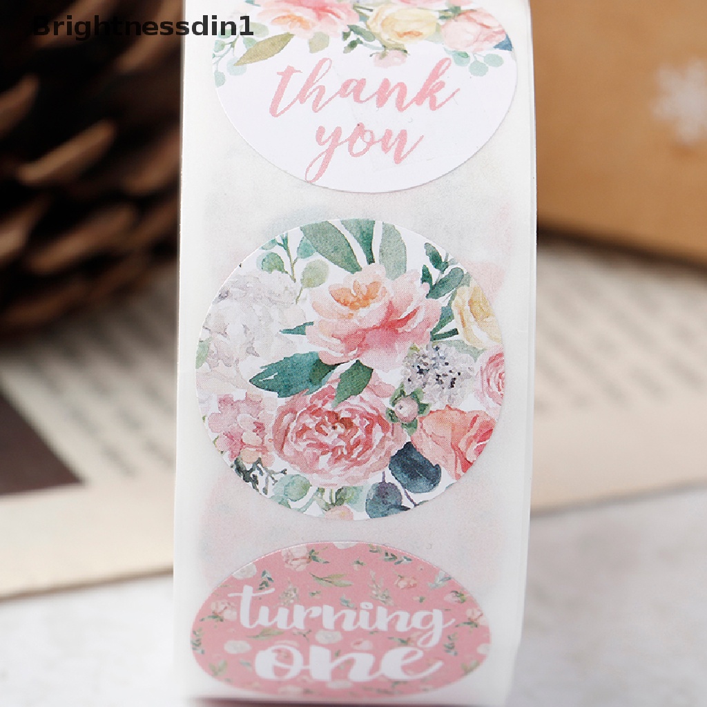 1 Roll / 500pcs Stiker Label Segel Thank You Motif Bunga Untuk Pesta Pernikahan