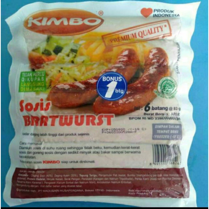 

Kimbo sosis sapi jumbo / Bratwurts ( 6s ) 500gr